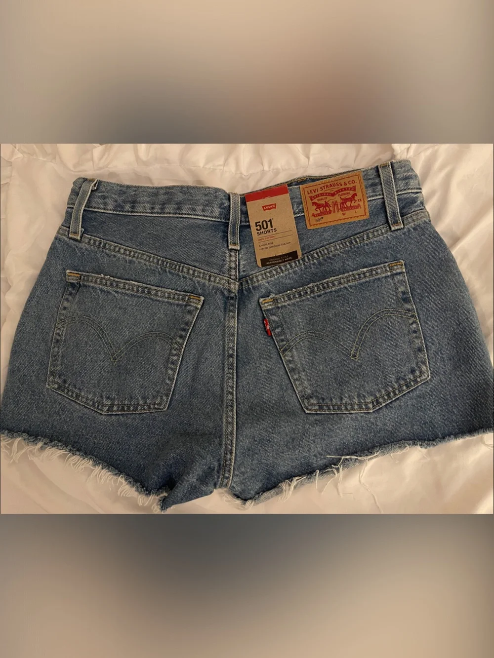 Levi's Blue Distressed Denim Shorts